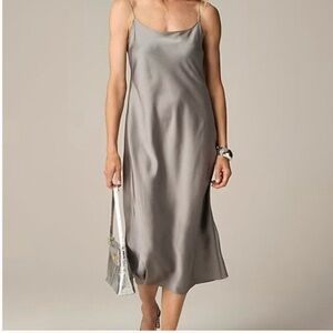 J. Crew Gwyneth Silver Slip Dress in vintage dove grey